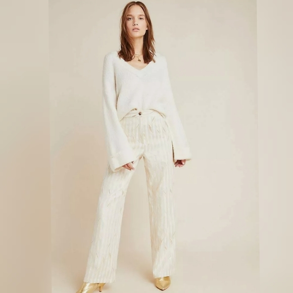 Anthropologie Porridge Kelyn Striped Gold Trousers - Picture 4 of 10